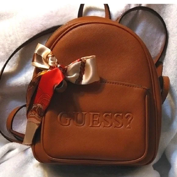 GUESS Brown Backpack with Bow Accent - Picture 1 of 7